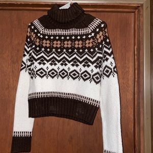 XS brown and white American Eagle printed sweater.